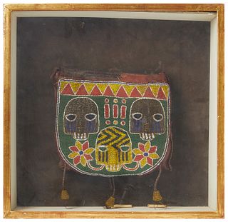 A Yoruba "Apa Ifa" diviner's beaded leather and cloth bag