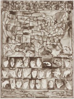 Jasper Johns (b. 1930), "Untitled," 2013, Offset lithograph on Giama Natural paper, Image: 14.5" H x 10.375" W; Sight: 14.75" H x 10.75" W