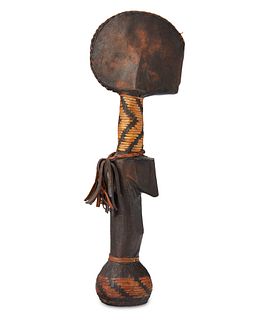 A Mossi "Biiga" wood and leather fertility doll