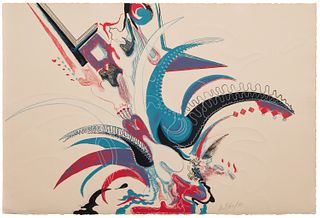 Myriam Bat-Yosef (b. 1931), Untitled, 1973, Lithograph in colors with embossing on Arches paper, Image/Sheet: 15.75" H x 23.75" W