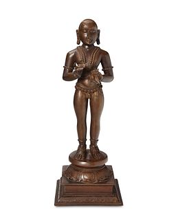 An Indian Chola-style Saint Sambandar bronze sculpture