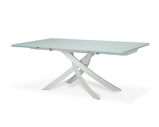 A free-form aluminum and frosted glass dining table, 21st Century