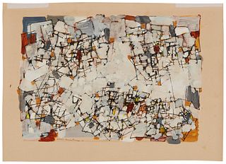 Natalia Dumitresco (1915-1997), "Abstract No. 15," 1960, Gouache and ink on oatmeal-color paper, Image: 12.5" H x 18.5" W; Sheet: 16.125" H x 22.875" 