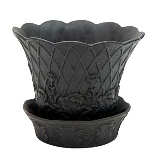 19th c. Wedgwood Black Basalt Vase with Base