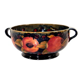 William Moorcroft Pottery Footed Bowl w/Handles, Pomegranate
