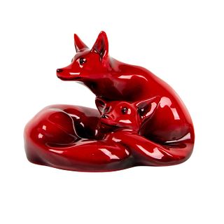 Royal Doulton Flambe Figurine, Foxes Curled HN117