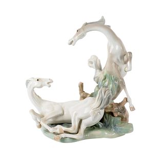 Lladro Figural Grouping, Playful Horses 1004597