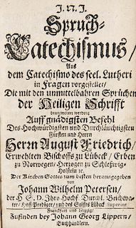 Petersen, Johann Wilhelm
Spruch-Catechismus aus dem Catechismo des seel. Lutheri in Fragen vorgestellet ... Frankfurt u. Leip