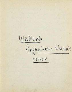 Universitaetsmitschrift 'Wallach. Organische Chemie. S 1912 S' mit  ca. 422 handschriftl. Seiten. Ca. 400 Bll. Lwd. d. Zt. (e