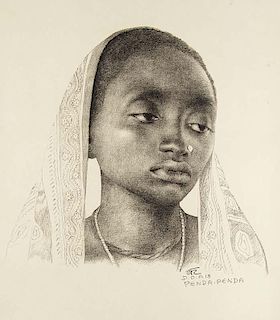 Ruckteschell, Walter von
10 Lithographien mit Portraitzeichnungen von Afrikanern. Aus: Lettow-Mappe. Kwaheri Askari, auf Wied