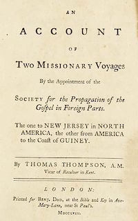 Thompson, Thomas
An account of two missionary voyages, by the appointment of the Society for the Propagation of the Gospel in
