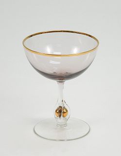 Set of (8) Stemmed Art Glass Champagne Goblets.