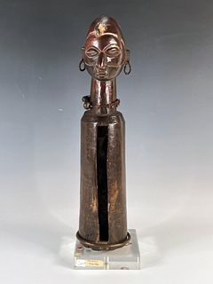 CARVED WOOD AFRICAN FIGURE ON STAND