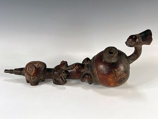 AFRICAN FETISH FIGURE PIPE