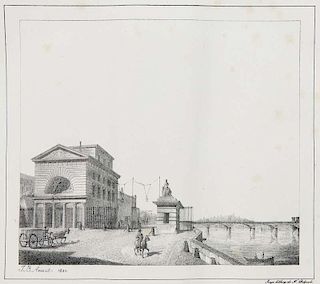 Vues de Paris (Deckeltitel). Album mit 30 lithogr. Ansichten von Paris. ca. 1820. Quer-4°. HLdr. mit RVerg. u. Deckel-Titels