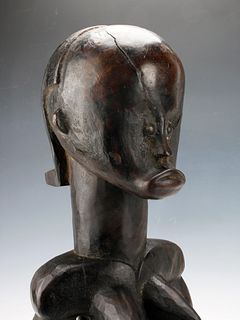 FANG FIGURE TUMU WITH PALM OILS INSIDE, PATINA SUITANTE GABON CENTRAL AFRICA