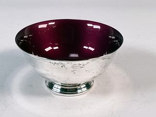 REED & BARTON SILVERPLATE BOWL WITH ENAMEL INTERIOR 