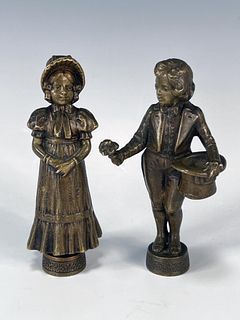 TWO SMALL BRONZE COURTING FIGURINES 