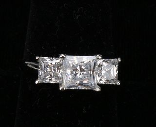 STERLING & ZIRCON COCKTAIL ENGAGEMENT RING