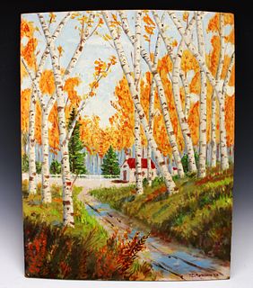AUTUMN BIRCHES PAINTING BY T.C. RATHBONE '63