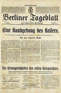 Sammlung mit 5 Baenden mit Ausgaben des Berliner Tageblatts. Folio. HLwd. mit RSchild.