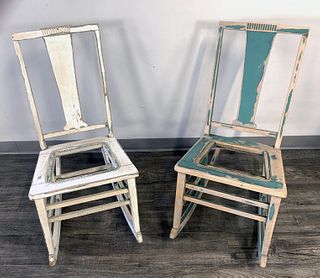 TWO WOODEN SEWING ROCKING CHAIRS