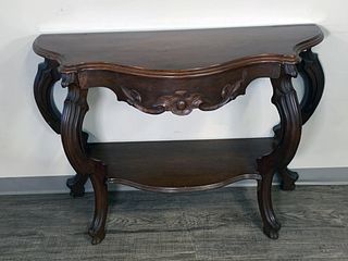 VINTAGE CARVED CONSOLE TABLE WITH TOP DRAWER 