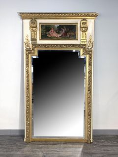 LARGE TRUMEAU MIRROR CARVED AND GILDED 