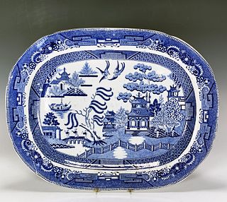 LARGE BLUE WILLOW PLATTER 