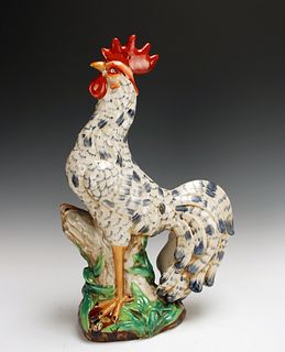 LARGE CERAMIC HAND PAINTED ROOSTER