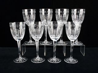 8 WEDGWOOD CALENDORE CRYSTAL WINE WATER GOBLETS