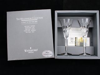 WATERFORD MILLENNIUM COLLECTION PROSPERITY TOASTING FLUTES IN BOX
