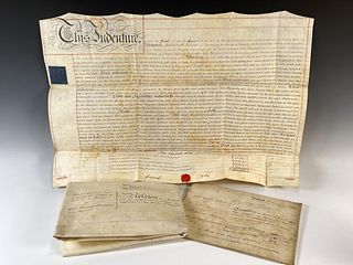 THREE ANTIQUE ENGLISH INDENTURE CONTRACTS
