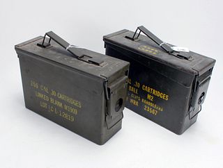 TWO WWII .30 CALIBER M2 AMMO BOX CANS