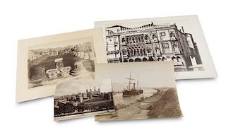 Sammlung mit 8 OPhotographien von Pompei, Venedig, London und dem Suezkanal. Silbergelatine und Albumin. (Um 1880). Maße ca.