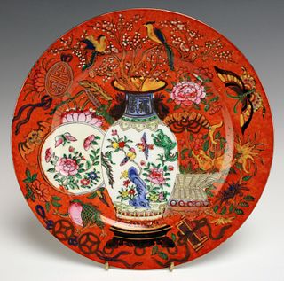 CHINESE PORCELAIN SCHOLARS ITEMS PLATE