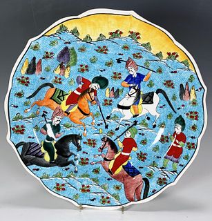 HAND PAINTED PORCELAIN CHARGER OF COMPETITORS 