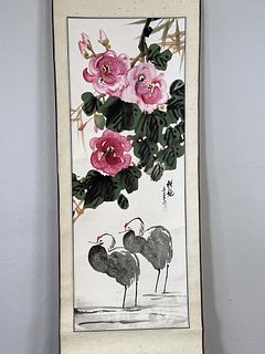 SCROLL OF FLOWERS AND BIRDS