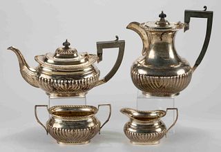 ENGLISH STERLING SILVER FOUR-PIECE COFFEE AND TEA SERVICE