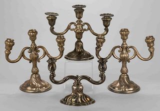 GERMAN STERLING AND 0.835 SILVER CANDELABRA, LOT OF FOUR