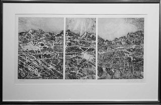 David Glines: Winter Triptych Etching 1965