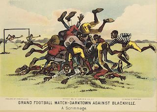 Grand Football Match - Darktown against Blackville. A Scrimmage. Chromolithographie. New York, Currier & Ives, dat. 1888. 24 