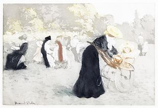 Manuel Robbe, (French, 1872-1936), Paris Park Scene