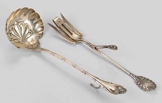 GORHAM COIN SILVER AND WHITING STERLING SILVER SERVING UTENSILS, LOT OF TWO