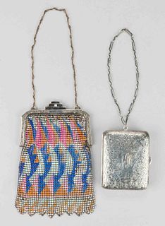 WHITING & DAVIS METAL MESH AND WEBSTER CO. STERLING SILVER LADY'S PURSES, LOT OF TWO
