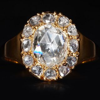 FINE GEORGIAN DIAMOND CLUSTER RING