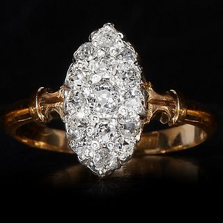 ANTIQUE MARQUISE SHAPED DIAMOND CLUSTER RING