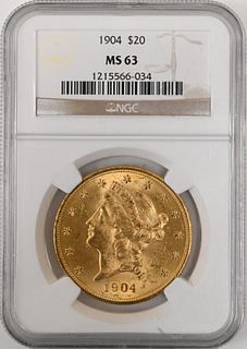 1904 NGC MS63 Twenty Dollar Gold Liberty
