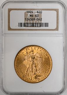 1924 NGC MS 63 Twenty Dollar Gold Saint Gaudens