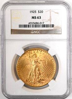 1925 NGC MS 63 Twenty Dollar Gold Saint Gaudens